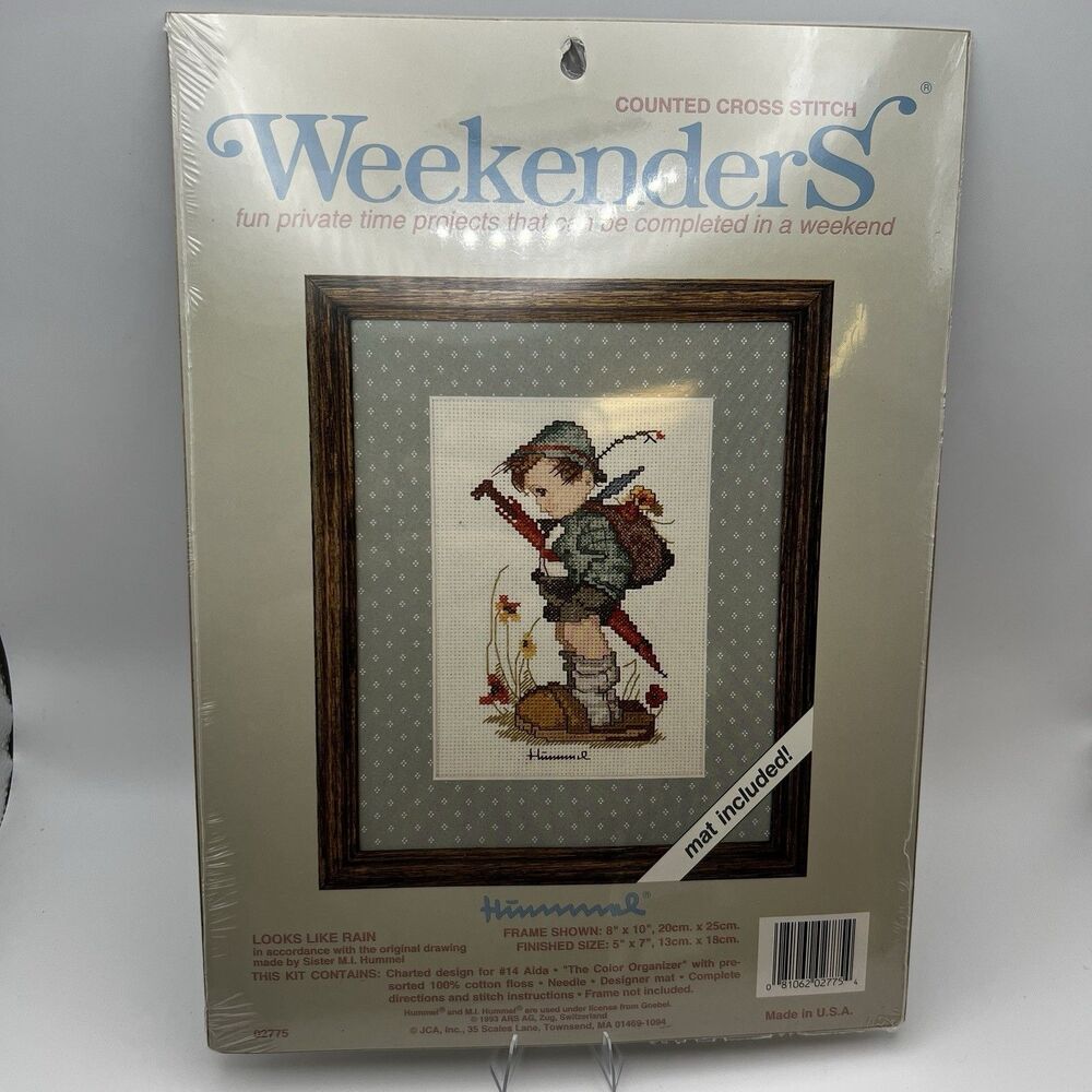 Vintage Weekenders Looks Like Rain M.I. Hummel Cross Stitch Kit 02775 Sealed NOS